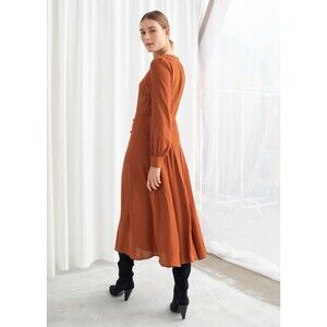 & Other Stories Los Angeles Atelier Maxi Dress 0 Long Sleeve Orange